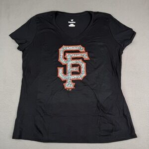 San Francisco Giants Shirt Womens XL Black‎ MLB Baseball Fanatics V-Neck Tee
